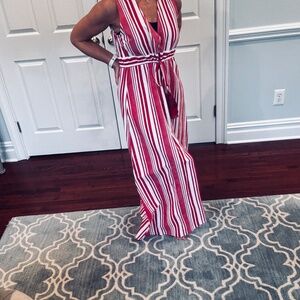 NWOT*Quality* Anthropologie Bindu Red and White Striped Maxi Dress: MEDIUM